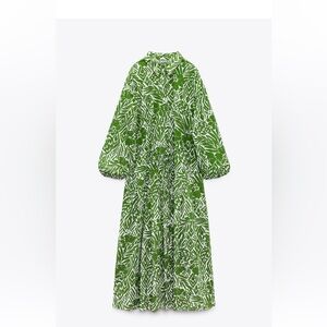 Zara Green printed dress XL NWT